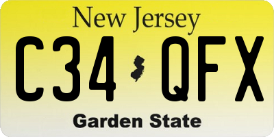 NJ license plate C34QFX