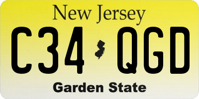 NJ license plate C34QGD