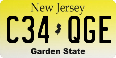NJ license plate C34QGE