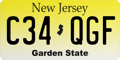 NJ license plate C34QGF