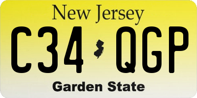 NJ license plate C34QGP
