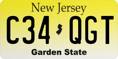 NJ license plate C34QGT