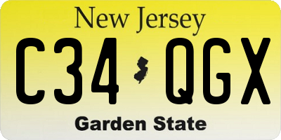 NJ license plate C34QGX