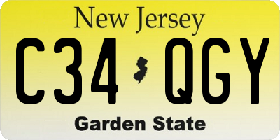 NJ license plate C34QGY