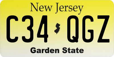 NJ license plate C34QGZ