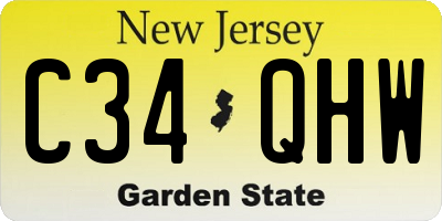 NJ license plate C34QHW