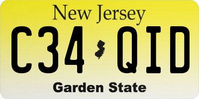 NJ license plate C34QID