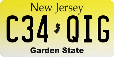 NJ license plate C34QIG
