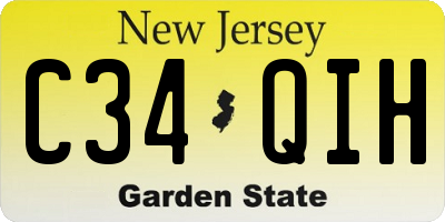 NJ license plate C34QIH