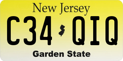 NJ license plate C34QIQ