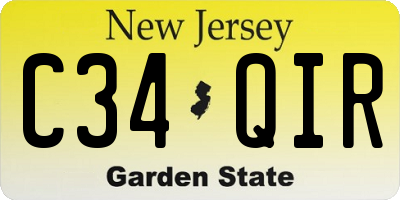 NJ license plate C34QIR
