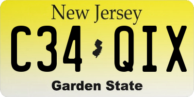 NJ license plate C34QIX