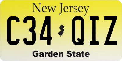NJ license plate C34QIZ