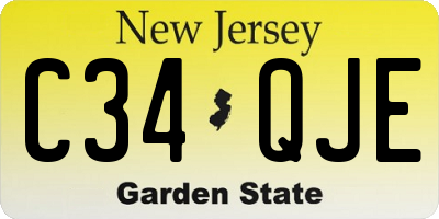 NJ license plate C34QJE