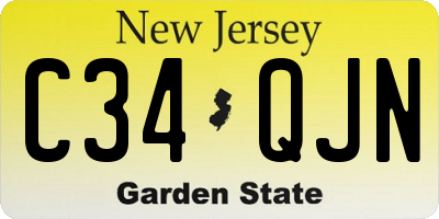 NJ license plate C34QJN