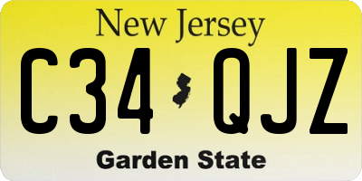 NJ license plate C34QJZ