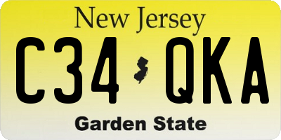 NJ license plate C34QKA