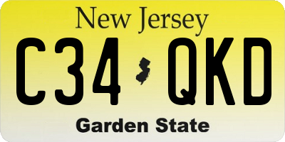 NJ license plate C34QKD