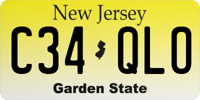 NJ license plate C34QLO