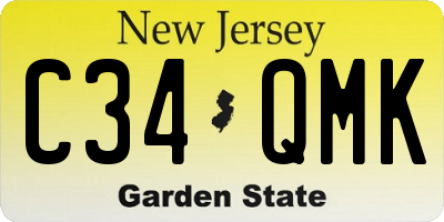NJ license plate C34QMK