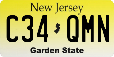 NJ license plate C34QMN