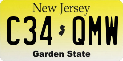 NJ license plate C34QMW