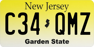 NJ license plate C34QMZ
