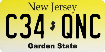 NJ license plate C34QNC