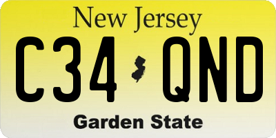 NJ license plate C34QND