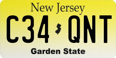NJ license plate C34QNT