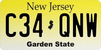 NJ license plate C34QNW