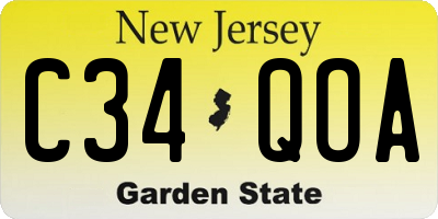 NJ license plate C34QOA