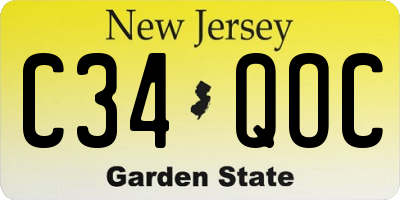 NJ license plate C34QOC
