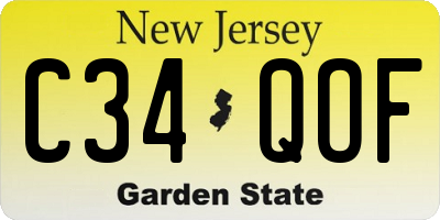 NJ license plate C34QOF