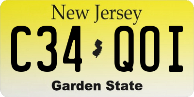 NJ license plate C34QOI
