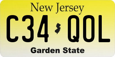NJ license plate C34QOL