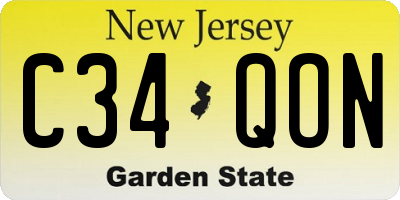 NJ license plate C34QON