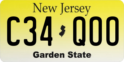 NJ license plate C34QOO