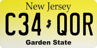 NJ license plate C34QOR