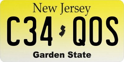 NJ license plate C34QOS