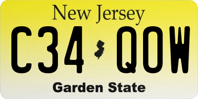 NJ license plate C34QOW