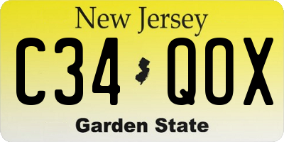 NJ license plate C34QOX