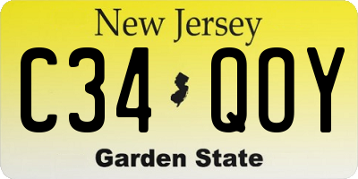 NJ license plate C34QOY
