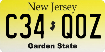 NJ license plate C34QOZ
