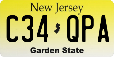 NJ license plate C34QPA