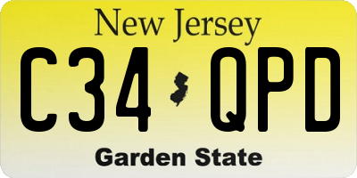 NJ license plate C34QPD
