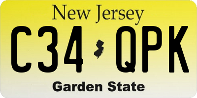 NJ license plate C34QPK