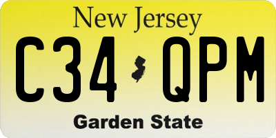 NJ license plate C34QPM