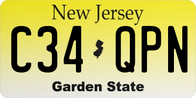 NJ license plate C34QPN
