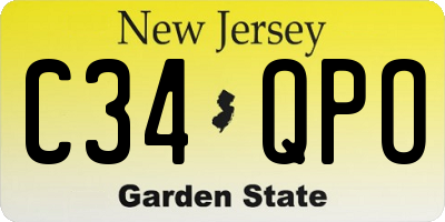 NJ license plate C34QPO